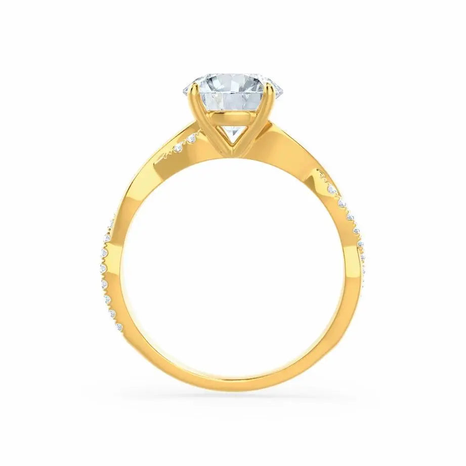 Petite Twist Yellow Gold Diamond Engagement Ring - cushionblue