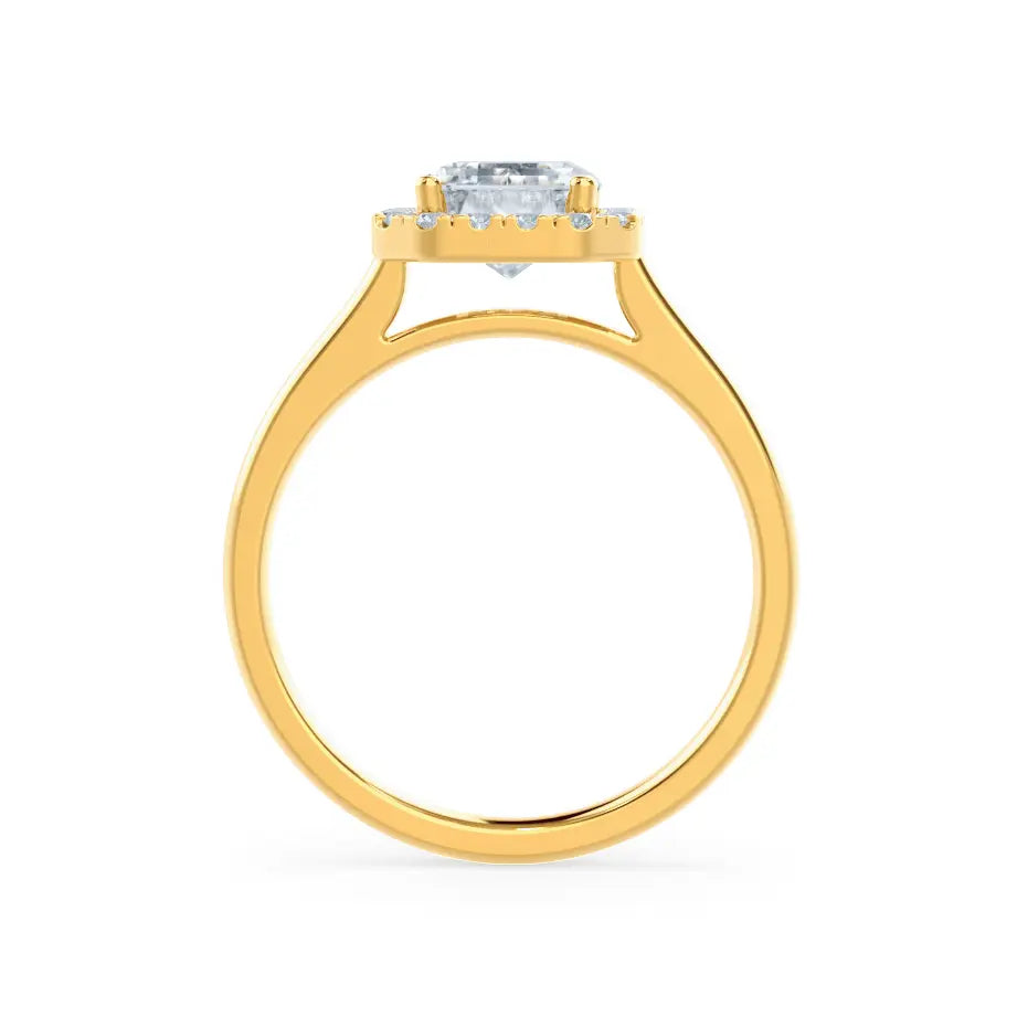 Emerald Cut Natural Diamond Yellow Gold Halo Ring (1.75ct) - cushionblue