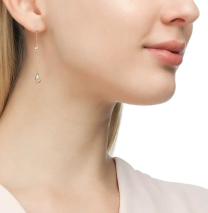 Rose Gold String earrings with diamonds - cushionblue