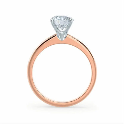 Round Cut Natural Diamond Solitaire Two Tone Rose Gold Ring - cushionblue