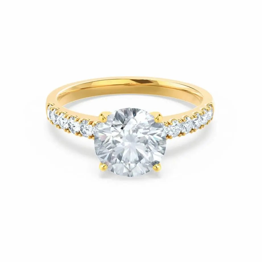 Scalloped Pavé Yellow Gold Diamond Engagement Ring - cushionblue