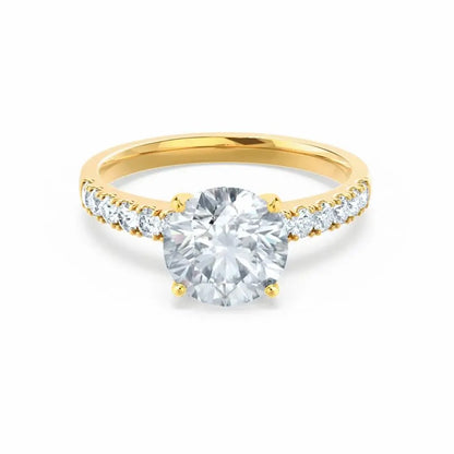 Scalloped Pavé Yellow Gold Diamond Engagement Ring - cushionblue