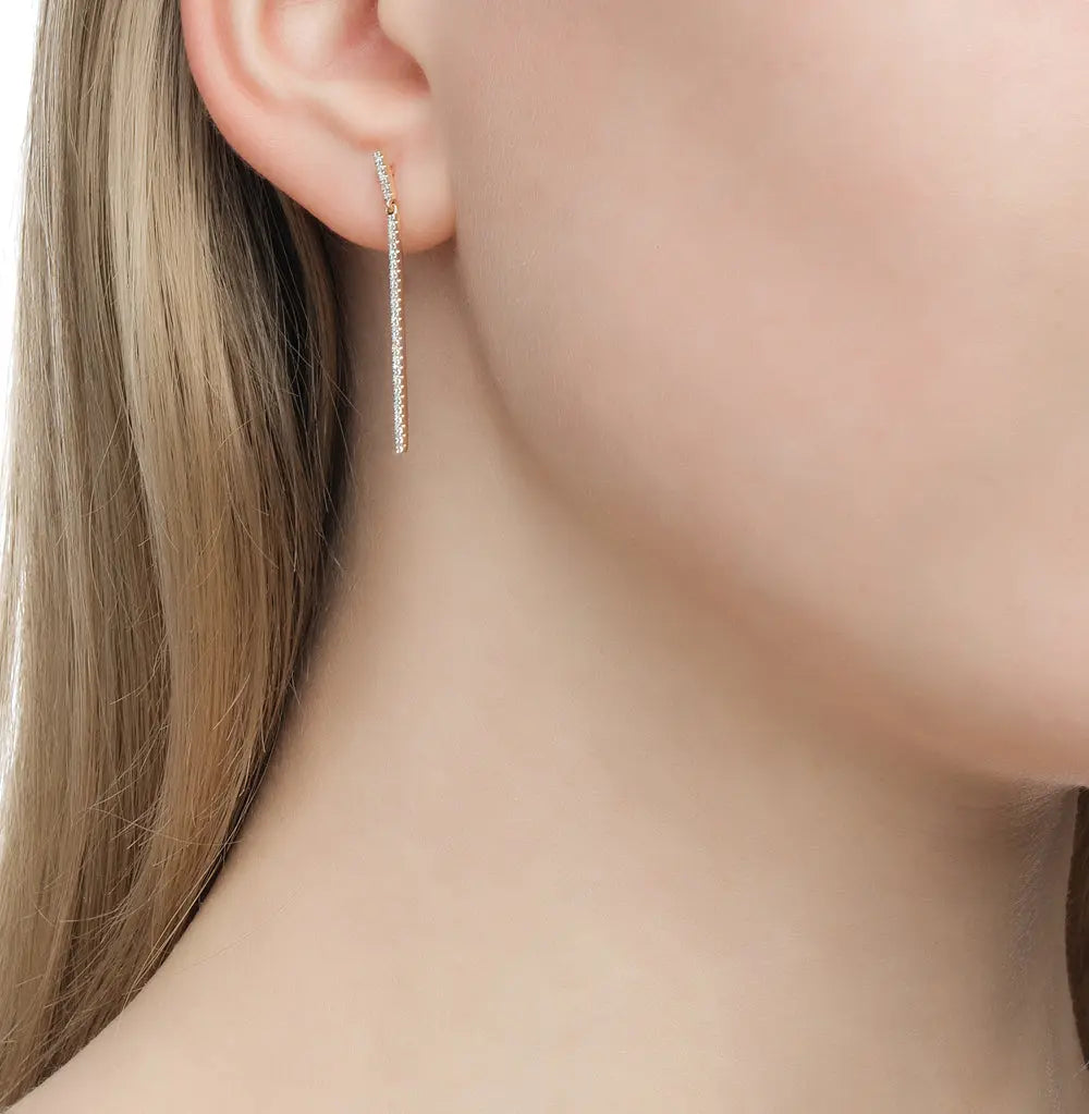 Rose Gold Studs with screws earrings with diamonds(0.16ct) Cushionblue