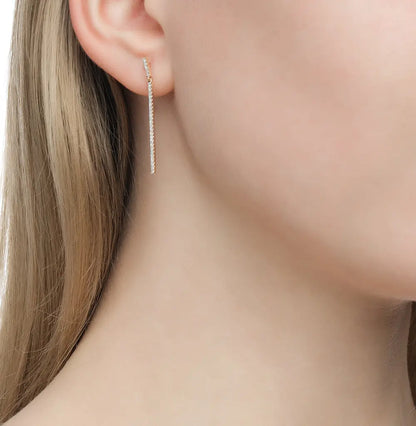 Rose Gold Studs with screws earrings with diamonds(0.16ct) Cushionblue