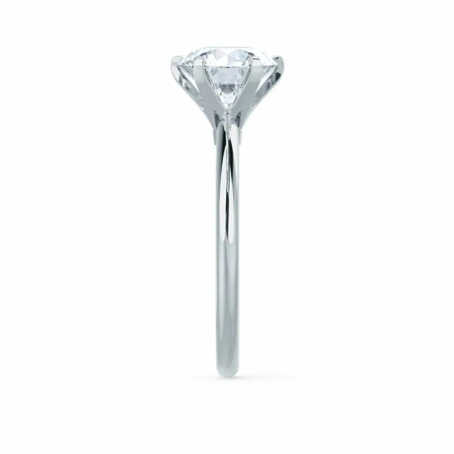 6 Prong Knife Edge Round Brilliant Cut White Gold Bridal Set Ring - cushionblue