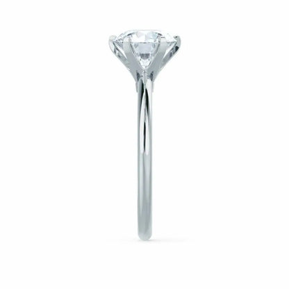 6 Prong Knife Edge Round Brilliant Cut White Gold Bridal Set Ring - cushionblue