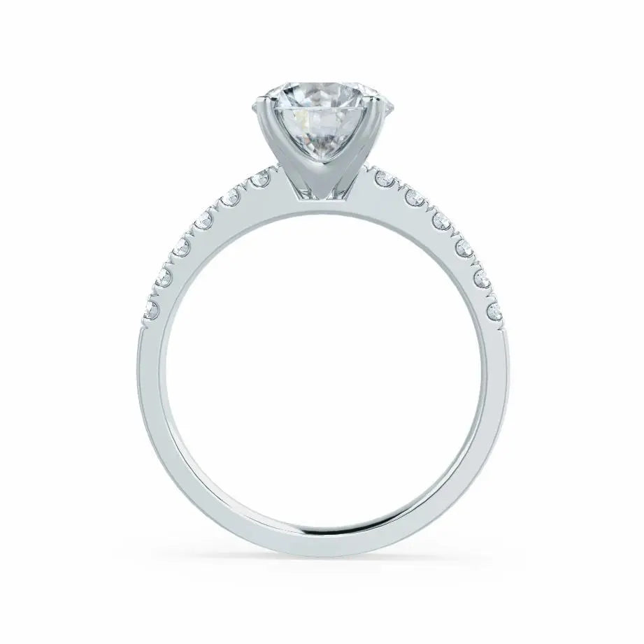 White Gold Round Brilliant Cut & Wedding Band Bridal Set Ring - cushionblue