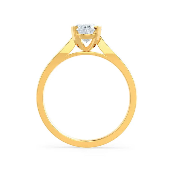 Oval Cut Yellow Gold tapered mount Diamond Solitaire Ring - cushionblue
