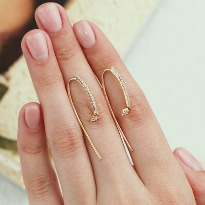 Rose Gold string earrings with Hanging diamonds (0.38Tcw)