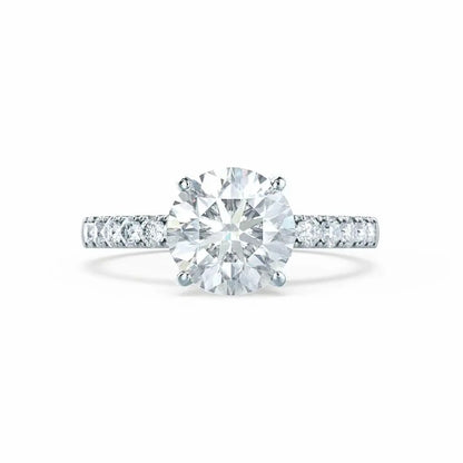 White Gold Round Brilliant Cut & Wedding Band Bridal Set Ring - cushionblue