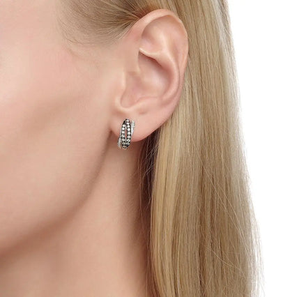 White Gold Latch back earrings with Natural brown diamonds - cushionblue