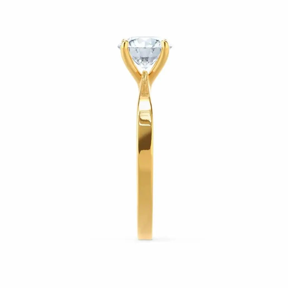 4 Prong Brilliant Round Diamond Yellow Gold Tulip Solitaire Ring - cushionblue