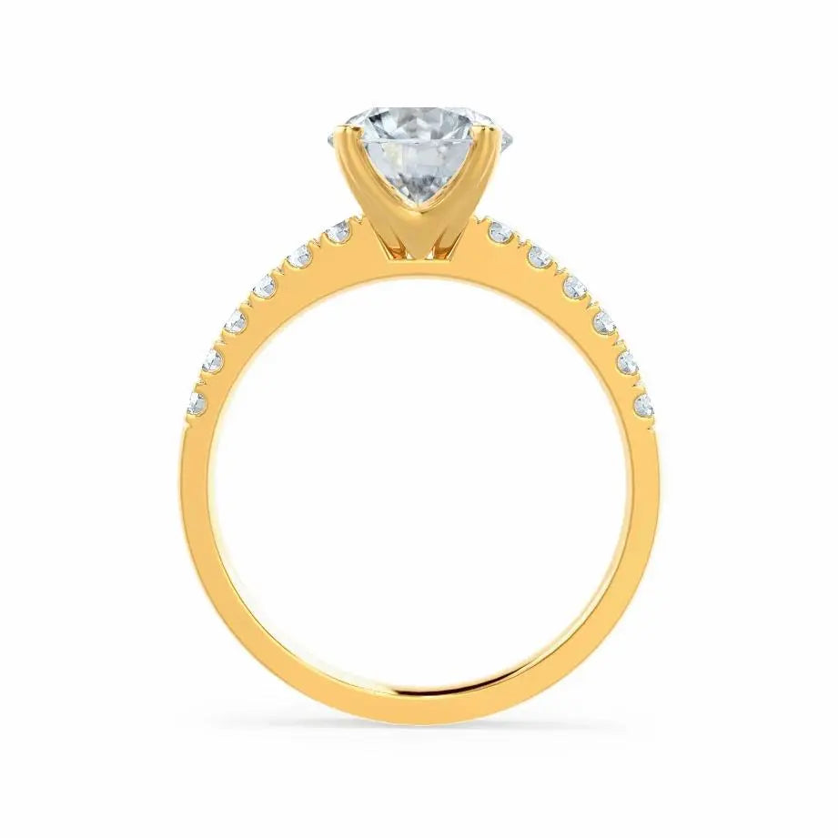 Scalloped Pavé Yellow Gold Diamond Engagement Ring - cushionblue