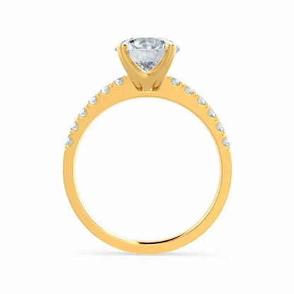 Scalloped Pavé Yellow Gold Diamond Engagement Ring - cushionblue