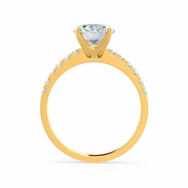 Scalloped Pavé Yellow Gold Diamond Engagement Ring - cushionblue