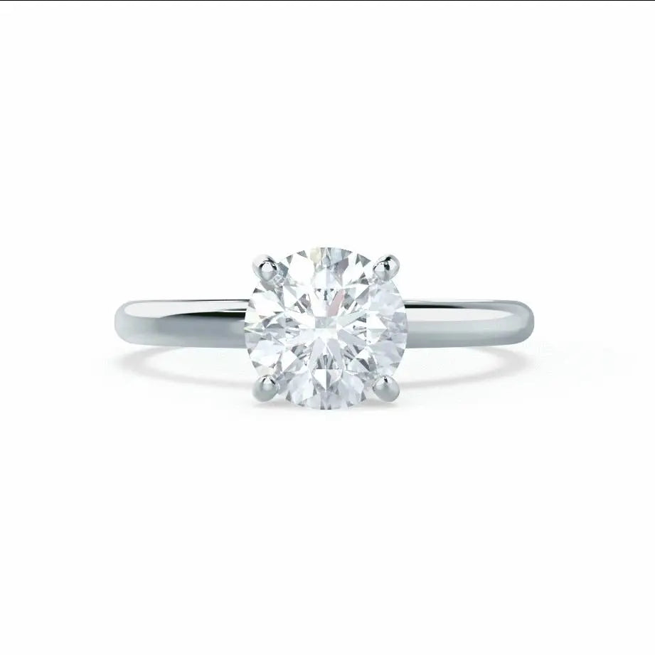 White Gold Round Brilliant Cut Bridal Set Ring - cushionblue