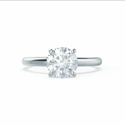White Gold Round Brilliant Cut Bridal Set Ring - cushionblue