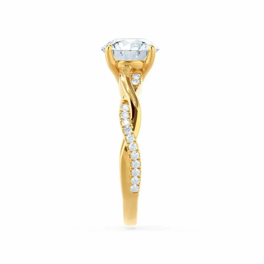 Petite Twist Yellow Gold Diamond Engagement Ring - cushionblue