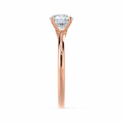 Round Cut Natural Diamond Solitaire Rose Gold Ring - cushionblue