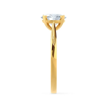 Oval Cut Yellow Gold tapered mount Diamond Solitaire Ring - cushionblue