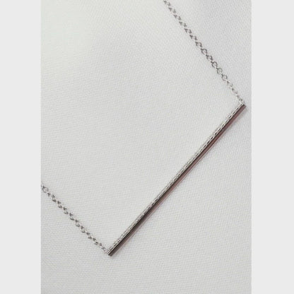 White Gold Horizontal Bar necklace with diamonds