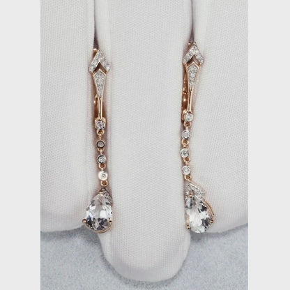 Rose Gold Latch back earrings with Colorless Topaz diamonds