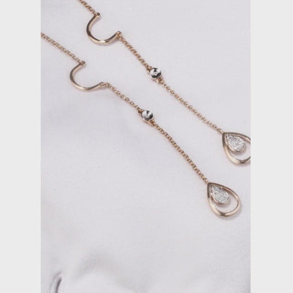 Rose Gold String earrings with diamonds