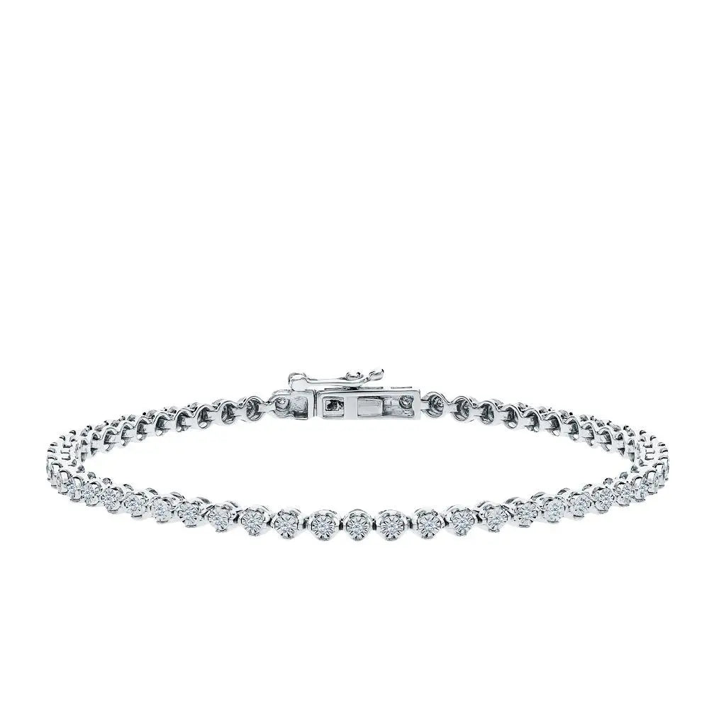 White Gold Tennis Bracelets in 10K (0.23tcw) - cushionblue