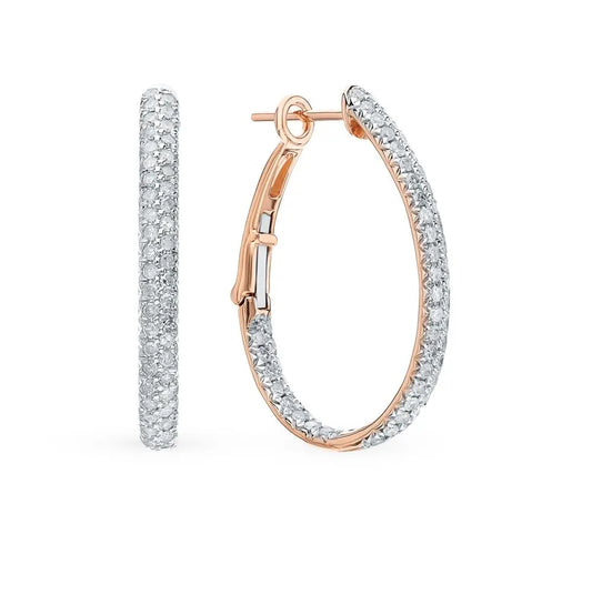 Rose Gold Latch back earrings with diamonds(0.79 ct) - cushionblue