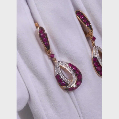Rose Gold Latch back earrings with Rubies and diamonds
