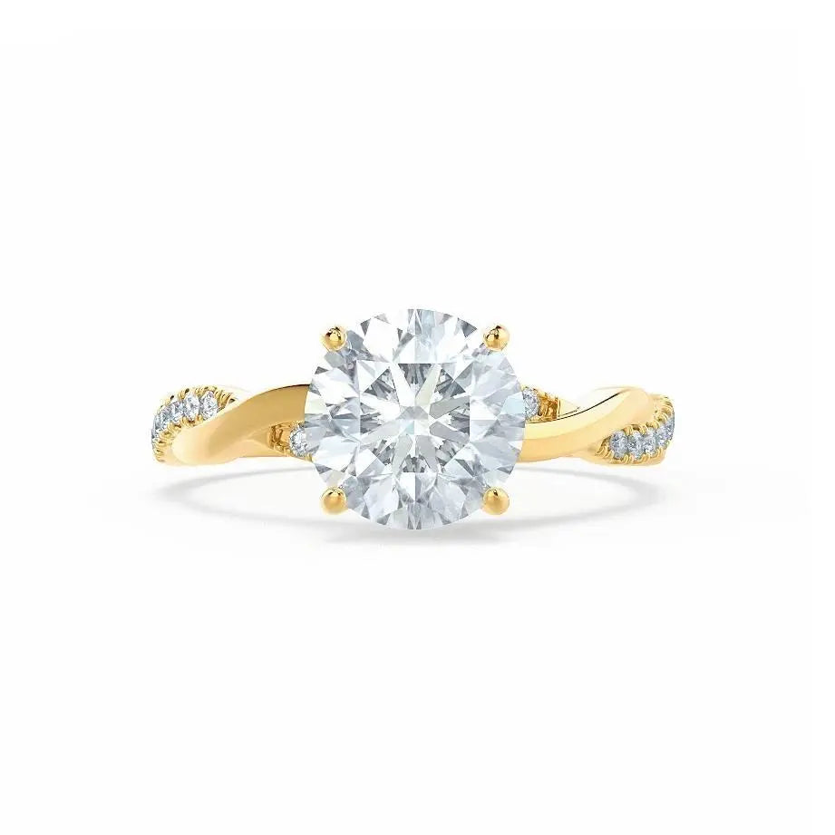 Petite Twist Yellow Gold Diamond Engagement Ring - cushionblue