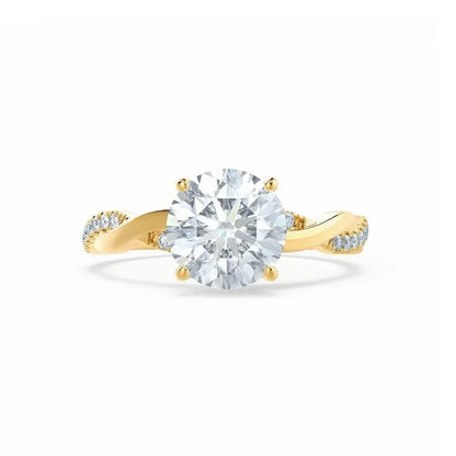 Petite Twist Yellow Gold Diamond Engagement Ring - cushionblue
