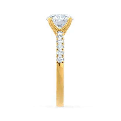 Scalloped Pavé Yellow Gold Diamond Engagement Ring - cushionblue