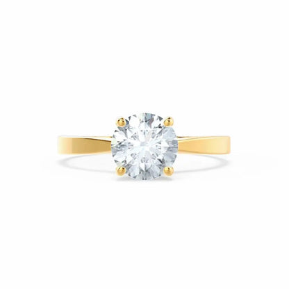 4 Prong Brilliant Round Diamond Yellow Gold Tulip Solitaire Ring - cushionblue