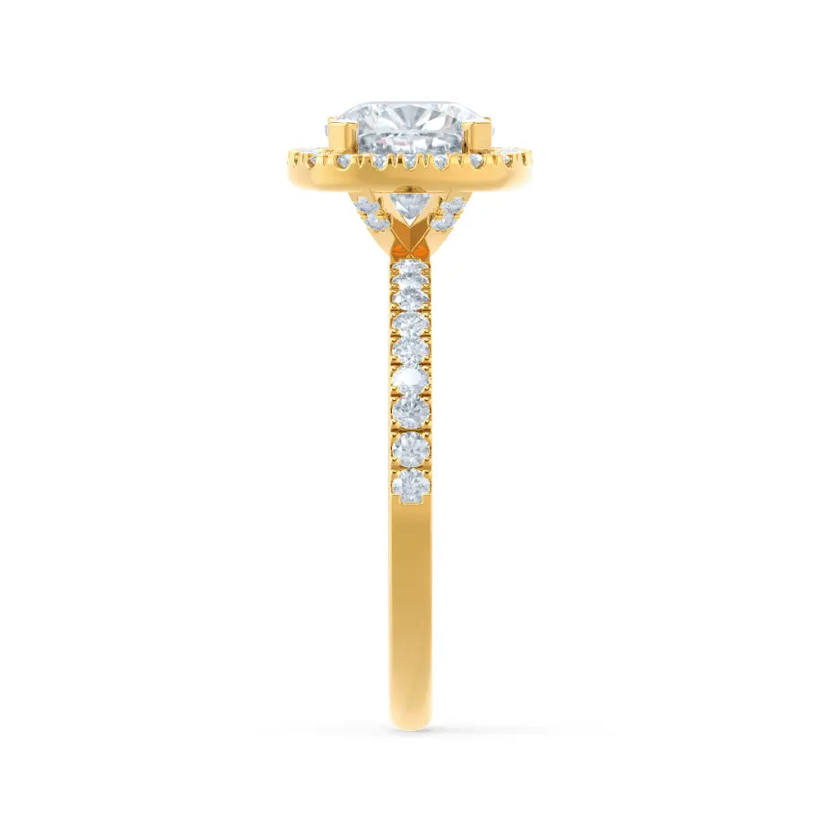 Cushion cut Natural Diamond Yellow Gold Halo Ring 0.33ct - cushionblue