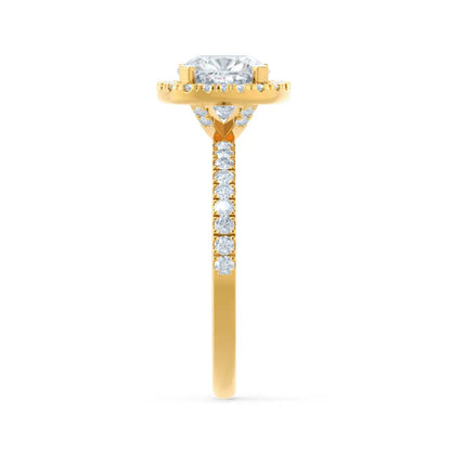 Cushion cut Natural Diamond Yellow Gold Halo Ring 0.33ct - cushionblue