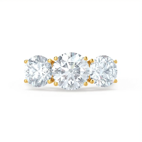 Round Brilliant Cut Rose Gold Trilogy Ring - cushionblue