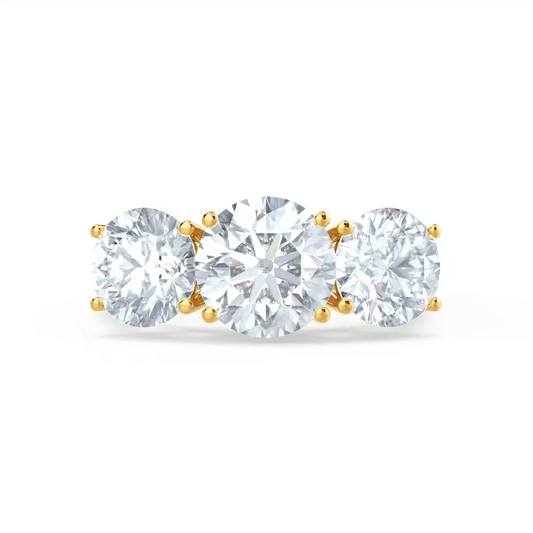 Round Brilliant Cut Rose Gold Trilogy Ring - cushionblue