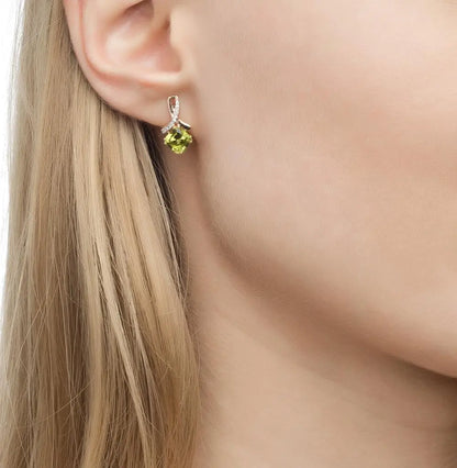 Rose Gold Latch back earrings with Cushion cut Sultanites and diamonds - cushionblue