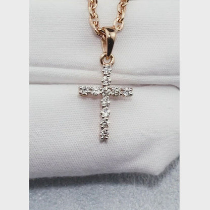Diamonds With Rose Gold Cross pendant necklace