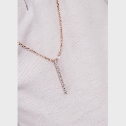 Rose Gold Stick type pendant necklace with diamonds