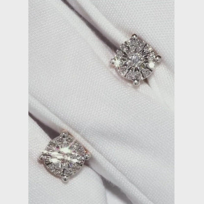 Rose Gold Studs with screws earrings with diamonds(0.10ct, 0.17ct)