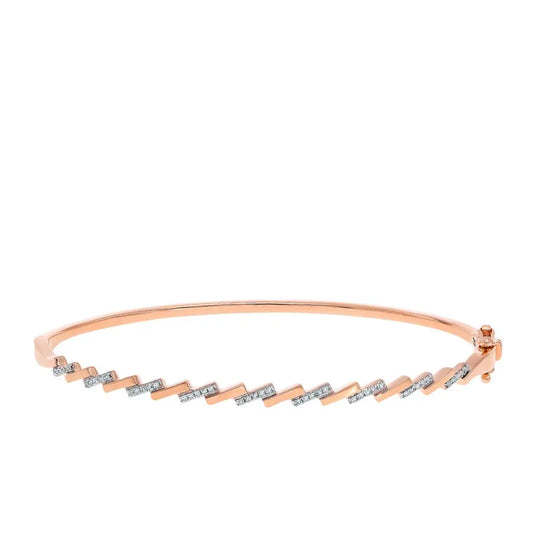 Rose Gold Bangle Bracelets in 10K (0.15tcw) - cushionblue