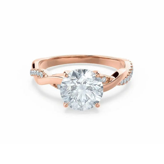 Petite Twist Rose Gold Diamond Engagement Ring - cushionblue