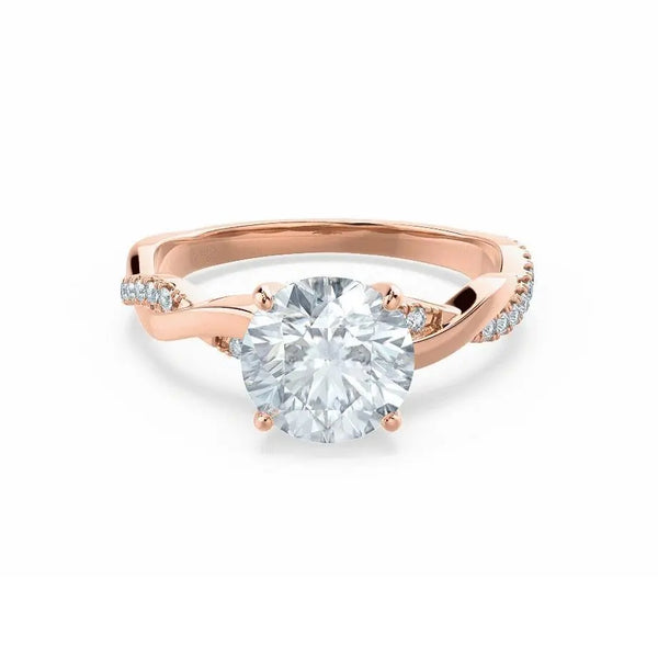 Petite Twist Rose Gold Diamond Engagement Ring - cushionblue