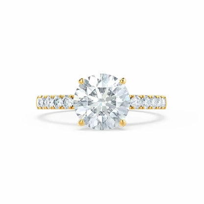 Scalloped Pavé Yellow Gold Diamond Engagement Ring - cushionblue