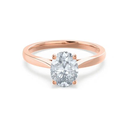 Oval Cut Rose Gold tapered mount Diamond Solitaire Ring - cushionblue