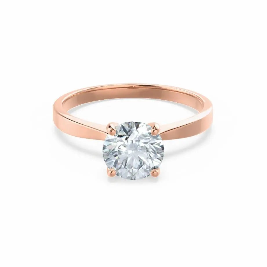 4 Prong Brilliant Round Diamond Rose Gold Tulip Solitaire Ring - cushionblue