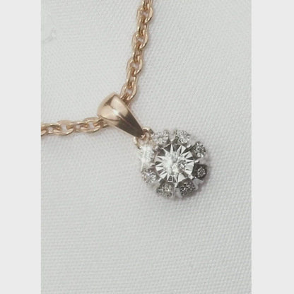 Round Rose Gold pendant necklace with diamonds