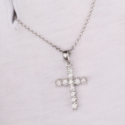 Diamonds with white Gold cross pendant necklace